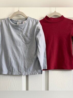 Kids Long Sleeve Shirts - Red and Gray (set of two)
